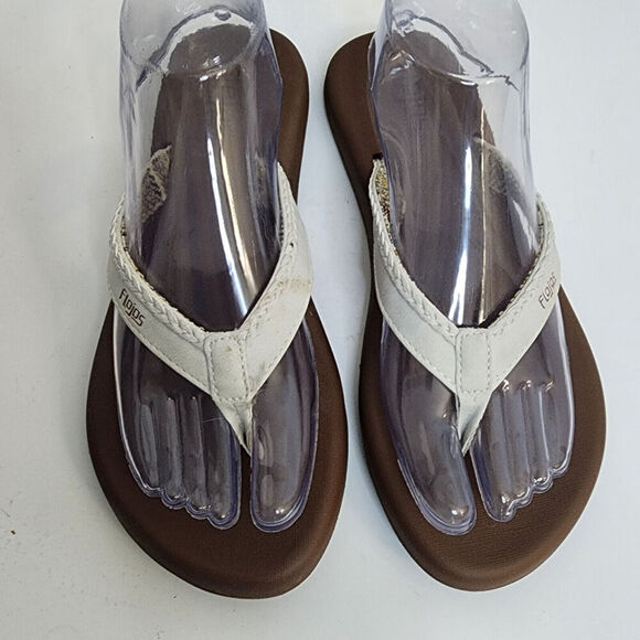 Flojos Women's Maddy Memory Foam Flip Flop‎ Sandals IVORY/TAN Women's SZ 8 - Picture 4 of 8